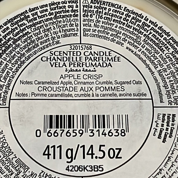 Bath and Body Works APPLE CRISP 3 Wick Candle - Picture 3 of 3